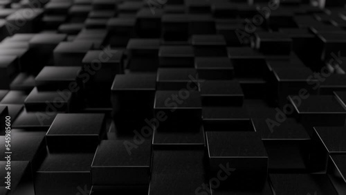 Wallpaper Mural Abstract 3D animation, geometric background from cubes. Modern dark black screensaver. 4K render seamless loop Torontodigital.ca
