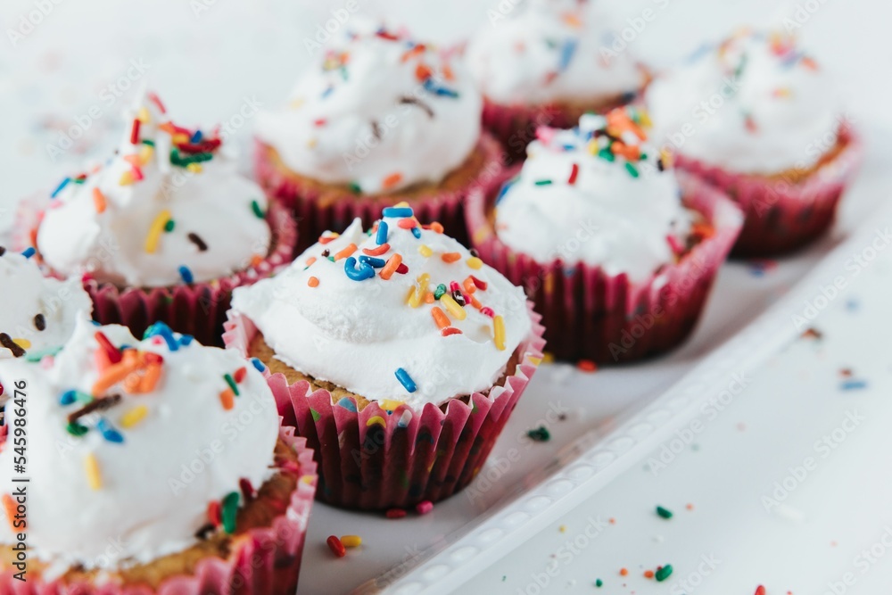 Closeup shot of Cupcakes with Sprinkles Closeup shot of Cupcakes with Sprinkles