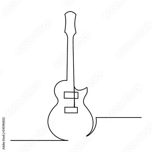 Continuous one line drawing of electric guitar music instrument vector symbol for rock and hardcore theme song