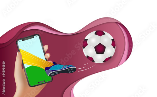 Illustration of a football player kicking a ball on a mobile phone screen