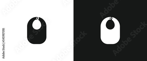 Baby bib flat icon for web. Simple baby bib sign web icon silhouette with invert color. Minimalist bib for baby feeding solid black icon vector design. Kids, baby shower, nursery decoration