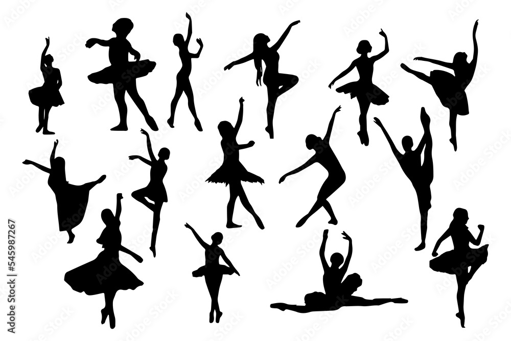 Female ballet dancer silhouette collection Female ballet dancer silhouette collection