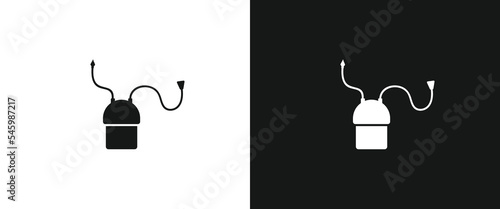 Baby nose cleaner nasal aspirator flat icon for web. Simple baby nose aspirator tube sign web icon silhouette with invert color. Minimalist nose pump, nose sucker solid black icon vector design