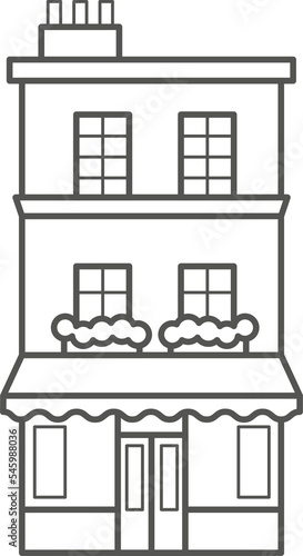 European building. Outline illustration with old Dutch building