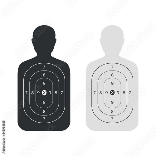 Black and white shooting target in shape of human isolated on white background. Vector stock