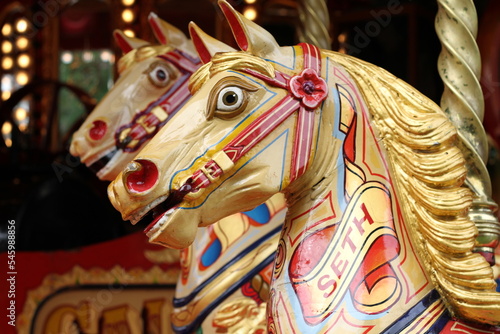 fairground merry go round horse in gold leaf and brightly painted 