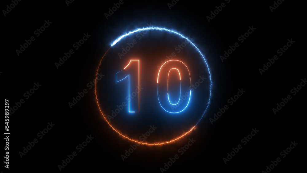 number ten glowing in the dark, 3d render number ten glowing in the dark, 3d render