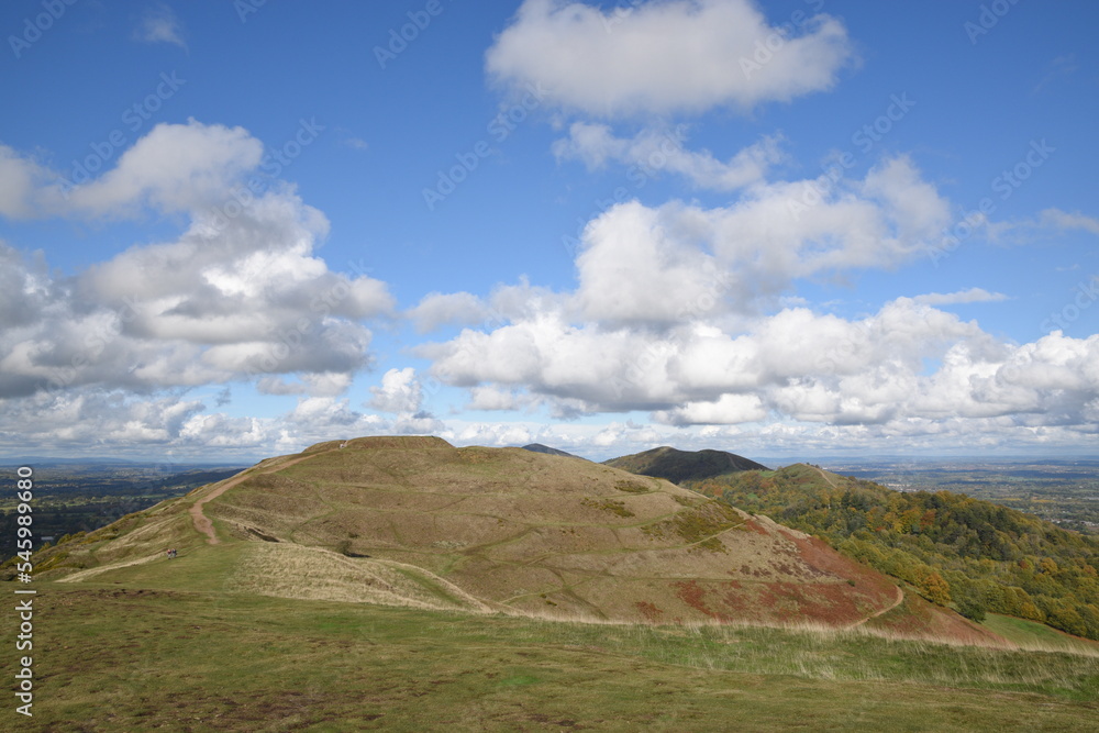 the views from the top of British camp hill fort, at the top of Malvern on a sunny day at the start of autumn the views from the top of British camp hill fort, at the top of Malvern on a sunny day at the start of autumn