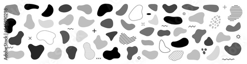 Abstract blotch shape. Liquid shape elements. Random blotches and abstract liquid shapes. Organic blobs, liquid elements. Futuristic shape ink blots. Vector illustration.