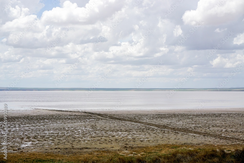 Long exposure of Tuz golu Salt lake at Aksaray on a cloudy day Long exposure of Tuz golu Salt lake at Aksaray on a cloudy day