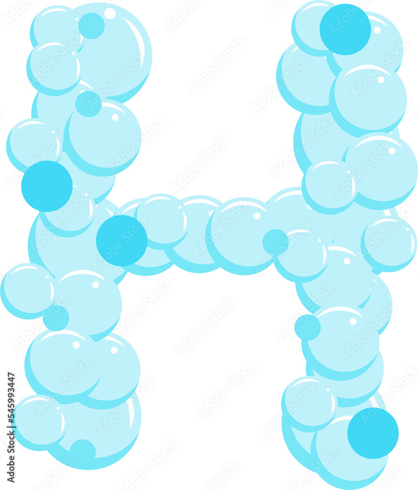 Alphabet of soap bubbles. Water suds letter H. Cartoon font Alphabet of soap bubbles. Water suds letter H. Cartoon font