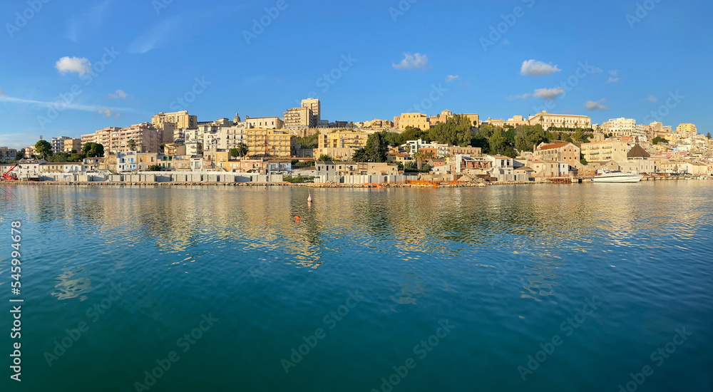 Panoramic view of the port of Sciacca located in Sicily, Italy.