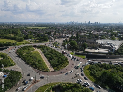 Valokuva Greenman roundabout Leytonstone Eaat London UK drone aerial view.
