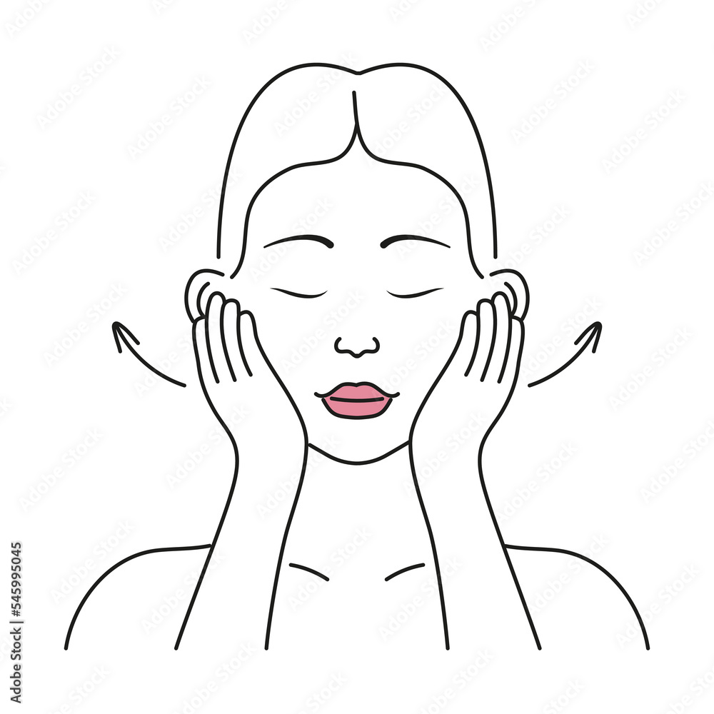Facial massage. Facial skin care at home. Beautiful girl applies cream, tonic, gel on the skin. Facial massage. Facial skin care at home. Beautiful girl applies cream, tonic, gel on the skin.
