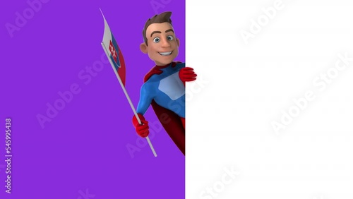 Fun 3D cartoon superhero with the flag from Slovekia, alpha channel included photo