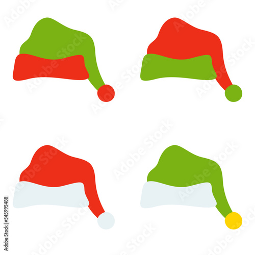 Set of Elf hat isolated on white background
