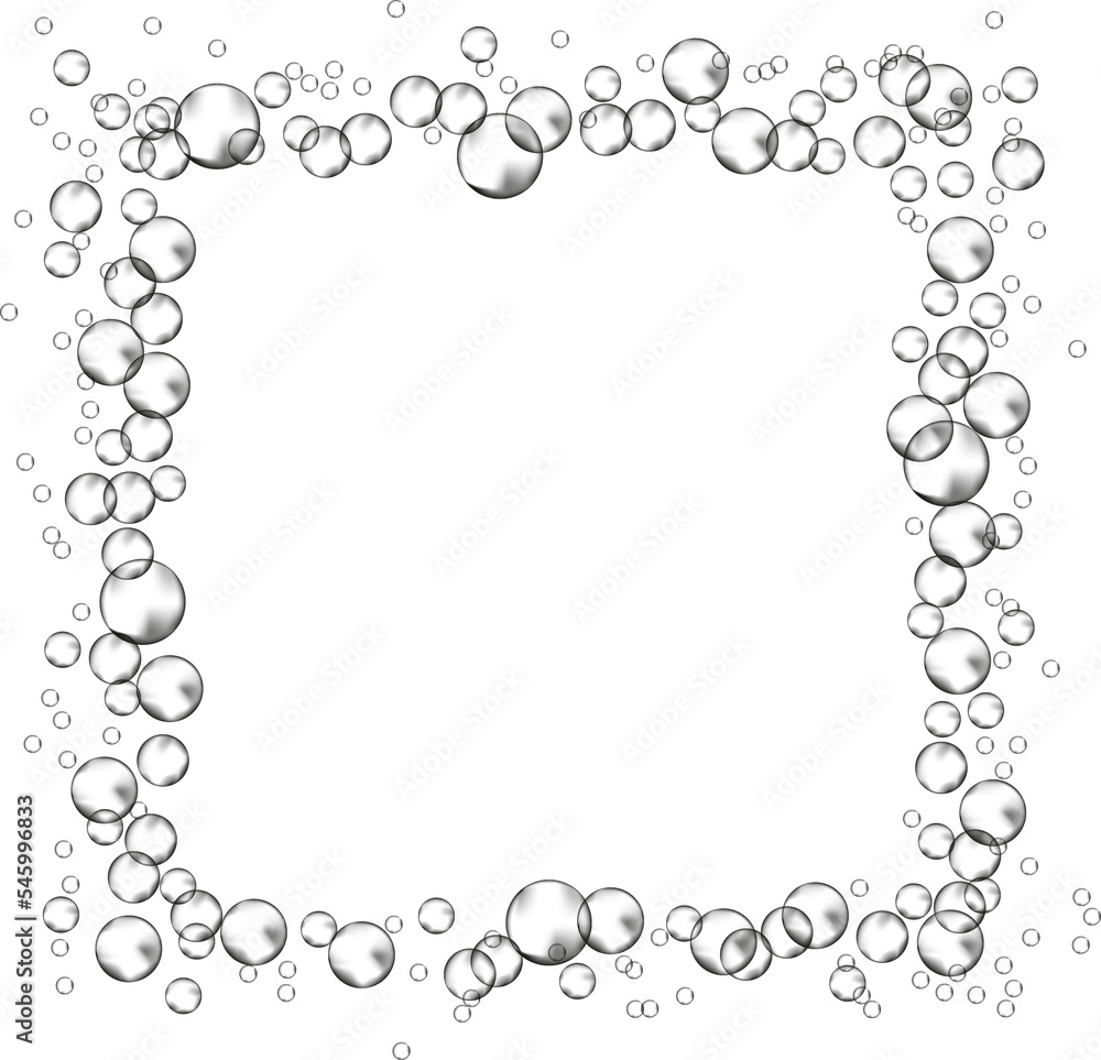 Geometric frame of foam bubbles. Monochrome illustration Geometric frame of foam bubbles. Monochrome illustration