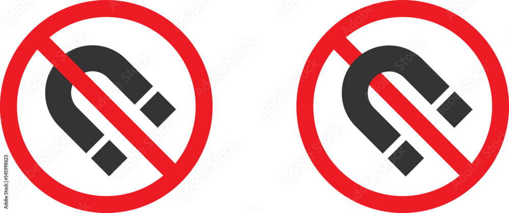 No magnetic sign. Forbidden magnet icon. Flat vector illustration. No magnetic sign. Forbidden magnet icon. Flat vector illustration.