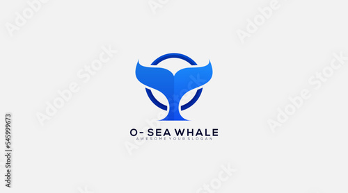 Letter O Whale tail vector illustration for icon, symbol logo design
