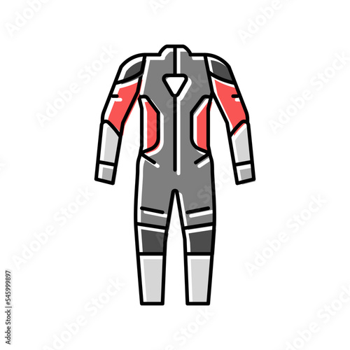 one piece suits motorcycle color icon vector illustration