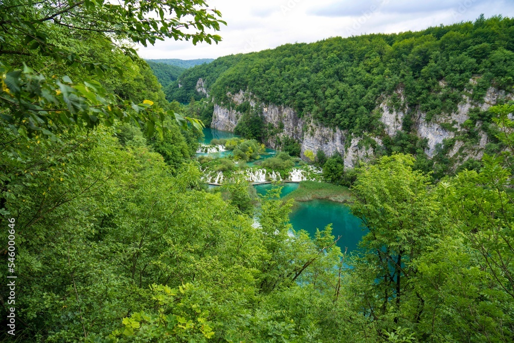 Waterfalls at the Plitvice Lakes National Park in Croatia