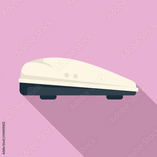 Car drive roof box icon flat vector. Travel trunk. Road trip
