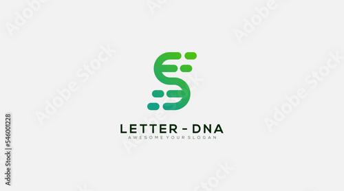 Letter S with DNA symbol logo design vector