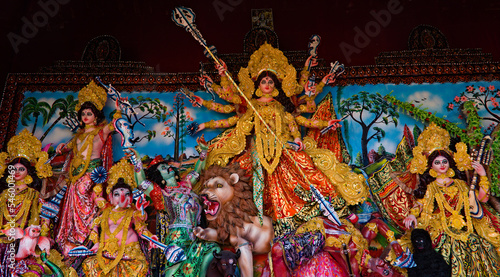 Canvas Print godess durga idol during puja carnival in west bengal