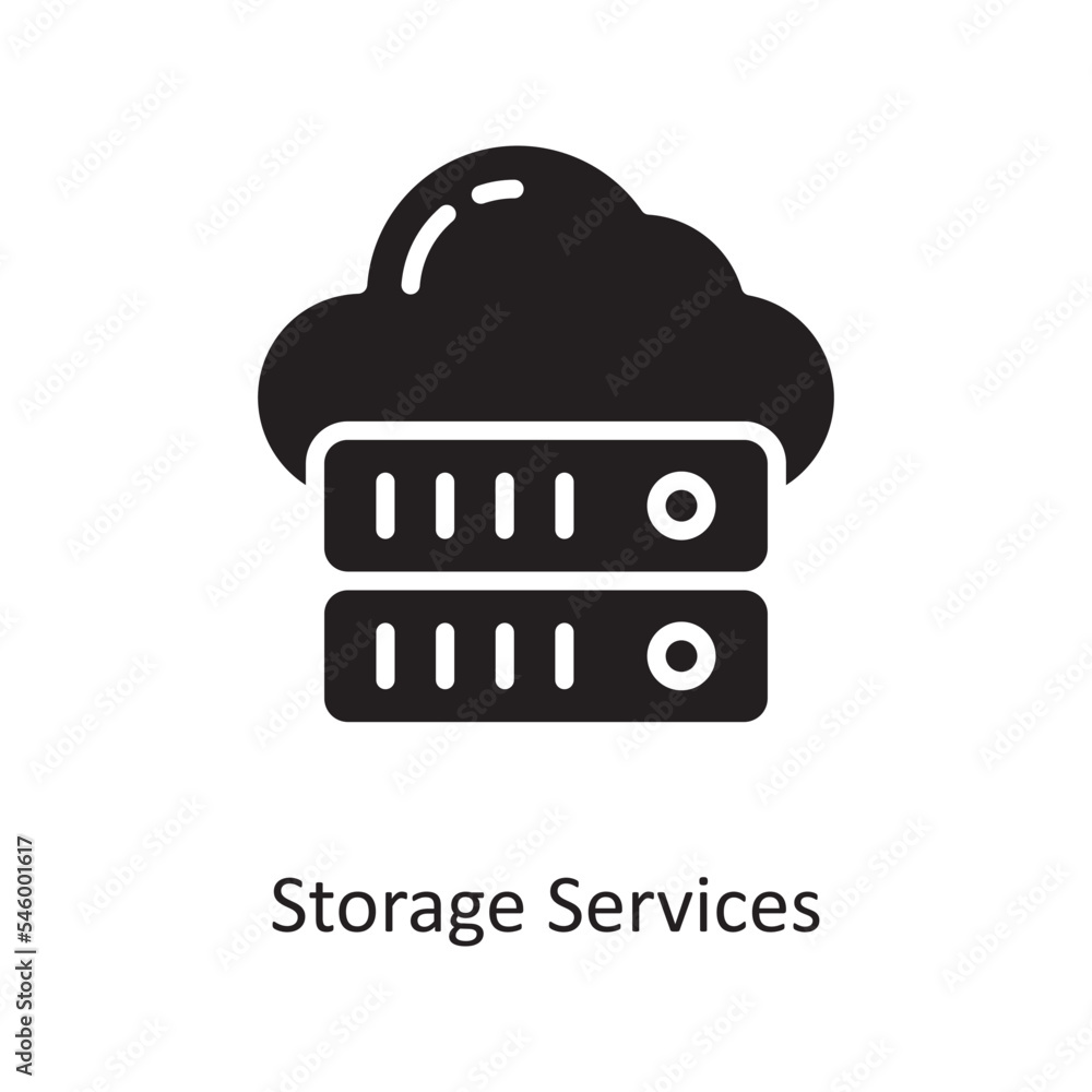 Storage Services Vector Solid Icon Design illustration. Cloud Computing Symbol on White background EPS 10 File Storage Services Vector Solid Icon Design illustration. Cloud Computing Symbol on White background EPS 10 File