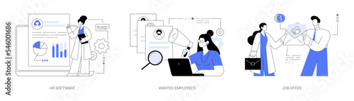 Human resources technology abstract concept vector illustrations.