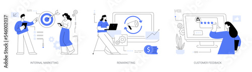 Company strategy and promotion abstract concept vector illustrations.