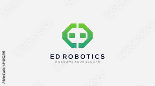 Initial letter ED robotics logo template vector illustration