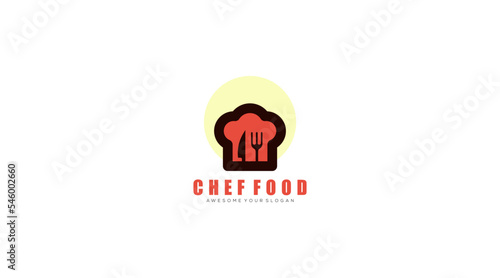 Chef food logo design template vector