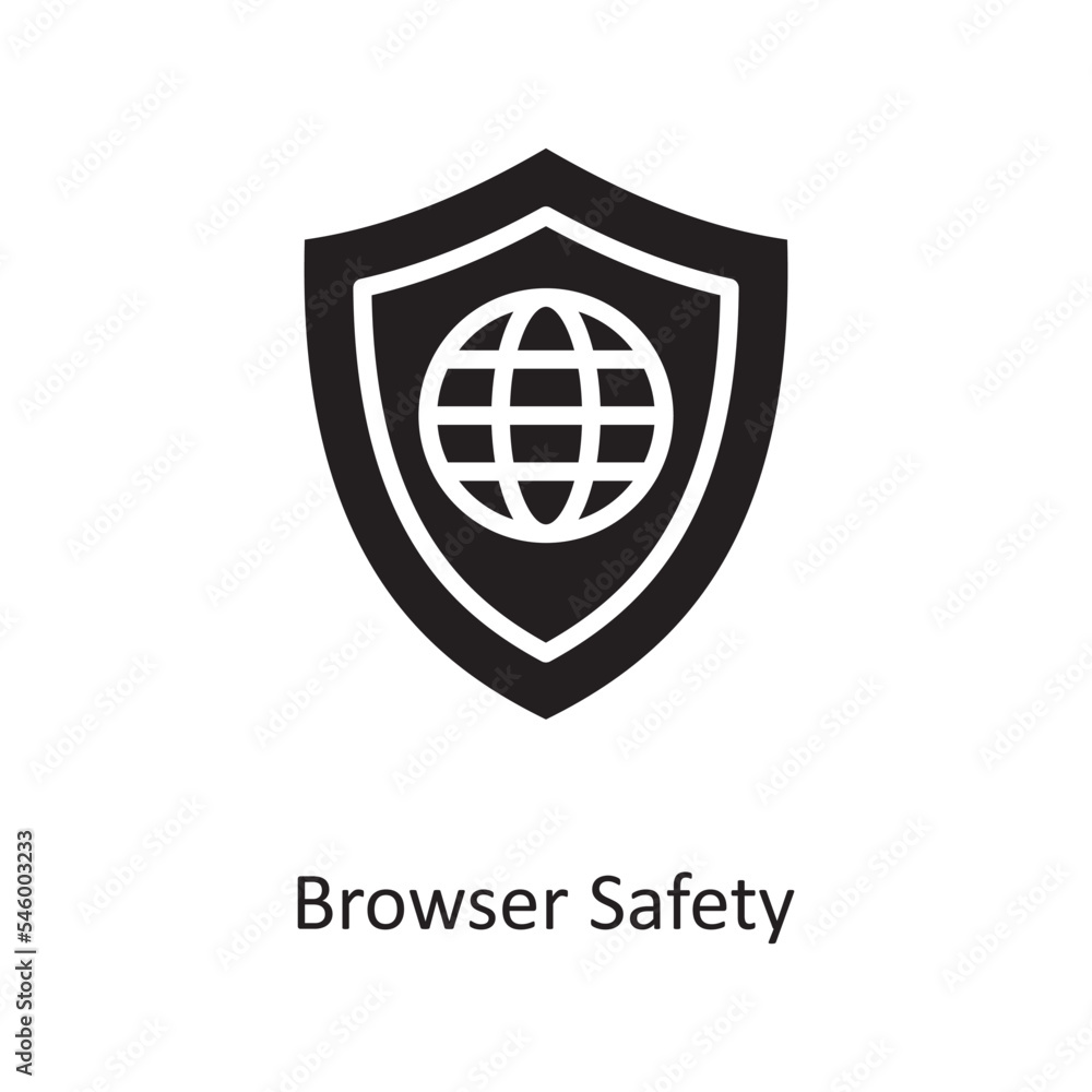 Browser Safety Vector Solid Icon Design illustration. Cloud Computing Symbol on White background EPS 10 File Browser Safety Vector Solid Icon Design illustration. Cloud Computing Symbol on White background EPS 10 File
