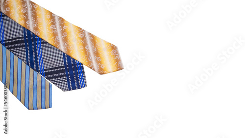 White background colorful vintage or retro ties and necktie.