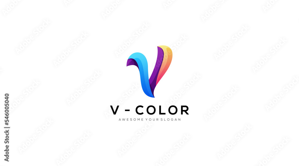 Logo Letter V colorful logo design vector template