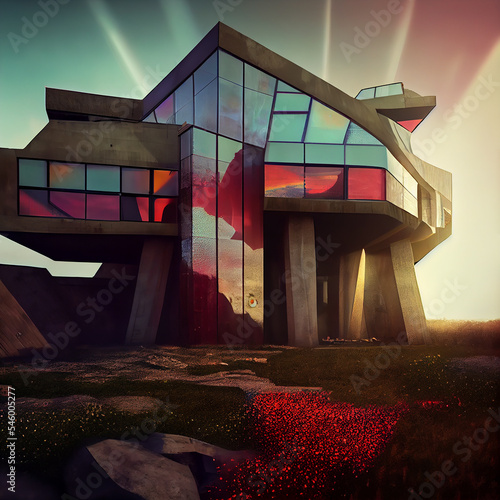 futuristic building inside the metaverse