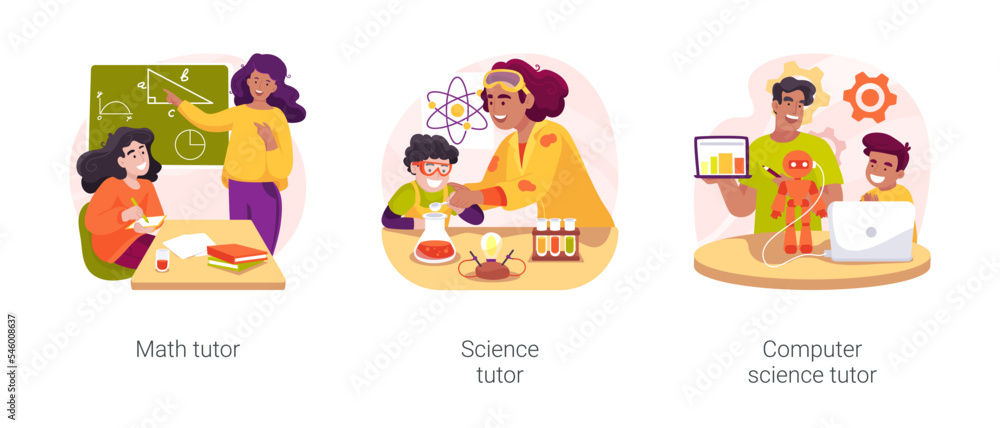 Fototapeta premium Academic coaching isolated cartoon vector illustration set