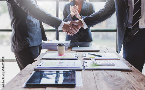 Картината върху платно Business handshake for teamwork of business merger and acquisition,successful ne