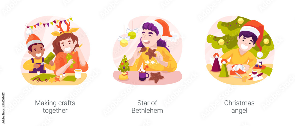 Christmas crafts isolated cartoon vector illustration set
