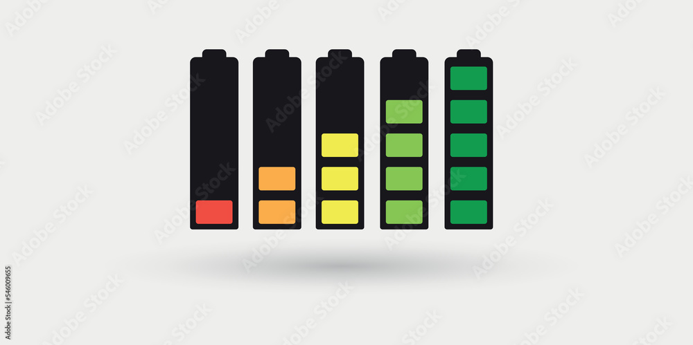 Obraz premium Battery charge status flat symbols set