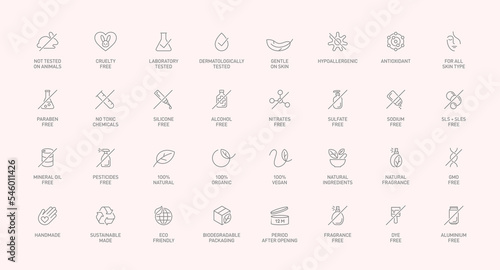 Natural cosmetics vector badge logo icons set