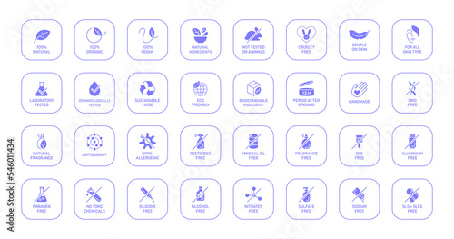 Natural cosmetics vector badge logo icons set