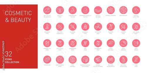 Natural cosmetics vector badge logo icons set