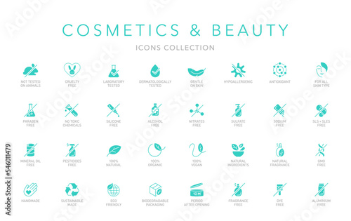 Natural cosmetics vector badge logo icons set photo