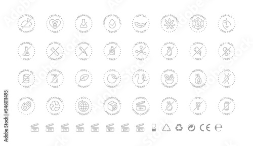 Natural cosmetics vector badge logo icons set