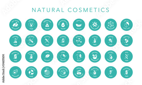 Natural cosmetics vector badge logo icons set