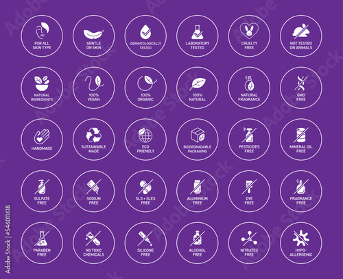 Natural cosmetics vector badge logo icons set