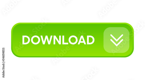3D green download button icon. Upload icon. Down arrow bottom side symbol. Click here button. Save cloud icon push button for UI UX, website, mobile application.