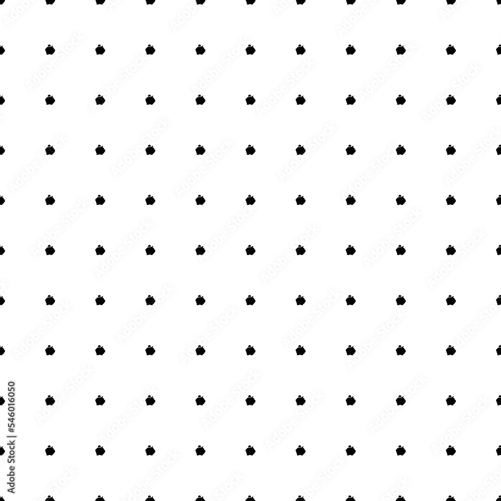 Square seamless background pattern from geometric shapes. The pattern is evenly filled with small black piggy bank symbols. Vector illustration on white background